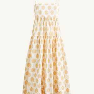 J. Crew Tie-back tiered dress in gathered floral block print